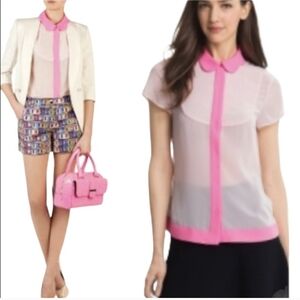 Ted Baker Oella Blush/Hot Pink Top , Sz 10, EUC